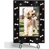 ZSHFMY Dog Picture Frame Dog Paw Print Photo Frame, Gifts for Pet Owner Pet Lover, Wooden Picture Frame with Stand, 4"x6" Photo Frame for Tabletop Display, Home Office Desk Decor Shelf Display/XK62