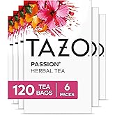 TAZO Passion Herbal Tea Bags, 120 Total Tea Bags (20ct - Pack of 6) | A tropical blend Herbal Tea , 120 Total Tea Bags, Caffeine Free for hot or iced tea