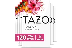TAZO Passion Herbal Tea Bags, Iced or Hot, Caffeine-Free, 120 Total Tea Bags (20ct - Pack of 6)