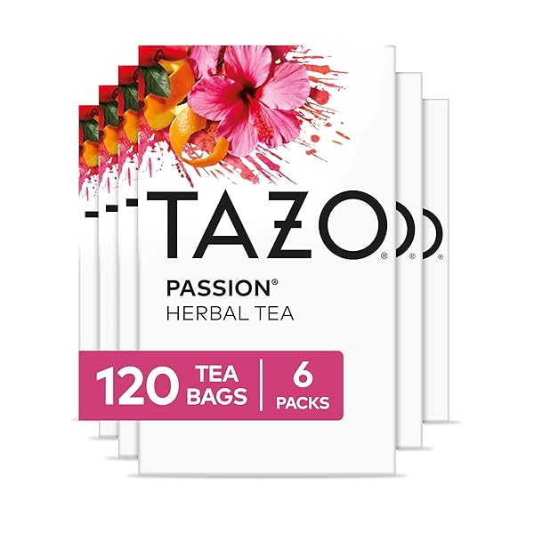 TAZO PASSION HERBAL TEA BAGS, ICED OR HOT, CAFFEINE-FREE ( PACK OF 6)
