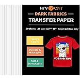 HTVRONT Heat Transfer Paper for Dark T Shirts - 20 Sheets, 8.5" X 11" | Printable HTV Heat Transfer Vinyl for Inkjet Printers| Wash Durable Iron on Transfer Paper for Cotton &amp; Nylon Fabric