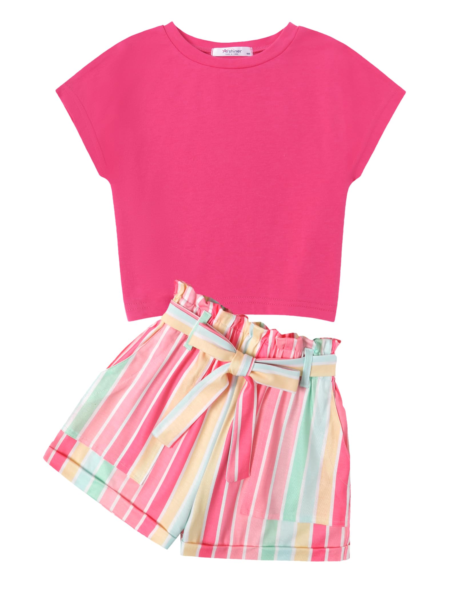 Photo 1 of ****Partiual set***
Arshiner Girls, Elastic Waist Stripe Pants Adorable Pink Top & Short Sets Clothes Set for Kids Size 9-10