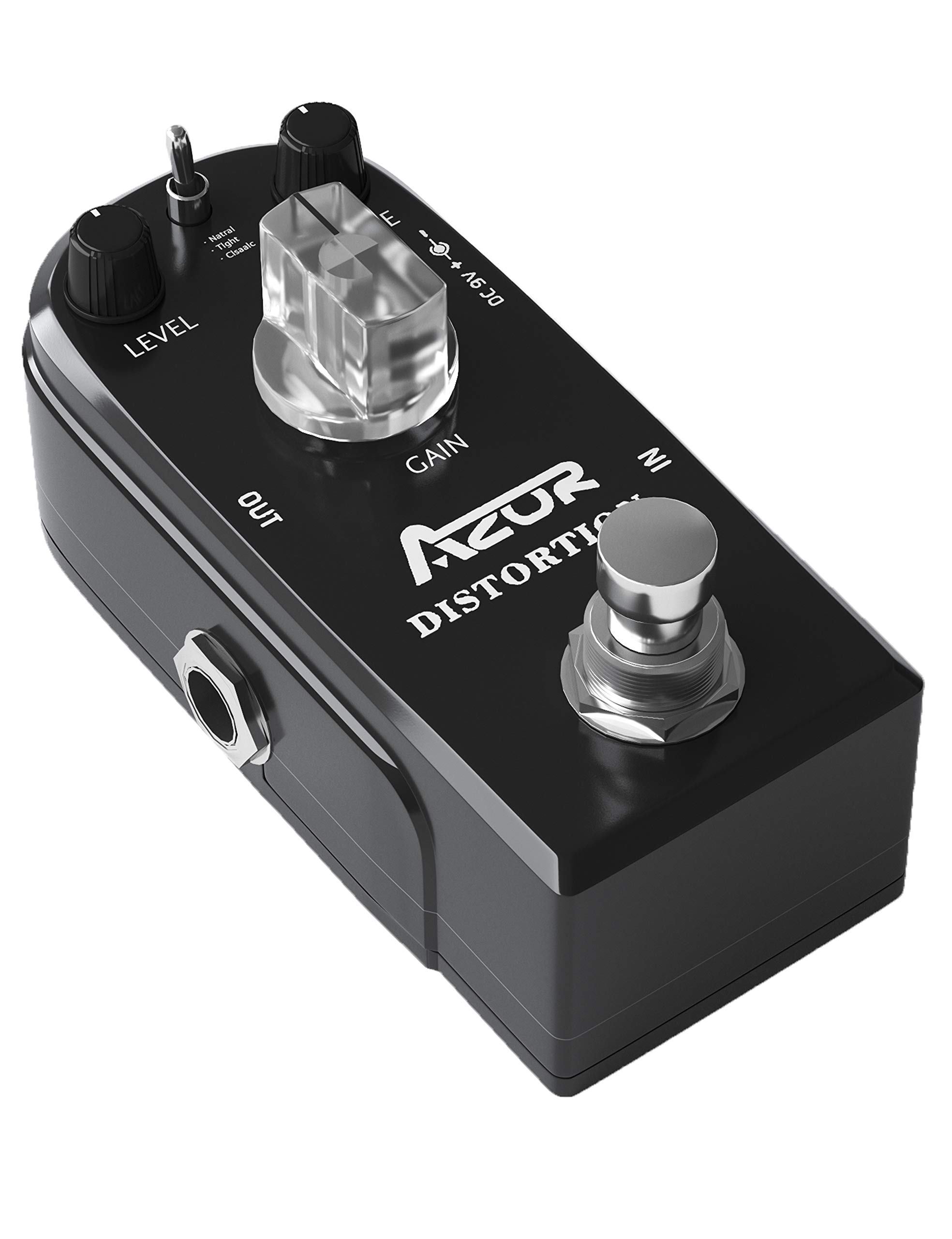 AZOR Distortion Guitar Pedal Effect 3 Modes Natural, Tight, Classic with True Bypass Black AP-302
