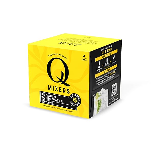 Q MIXERS TONIC WATER, PREMIUM COCKTAIL MIXER MADE WITH REAL INGREDIENTS, 7.5 FL OZ CANS (PACK OF 4)