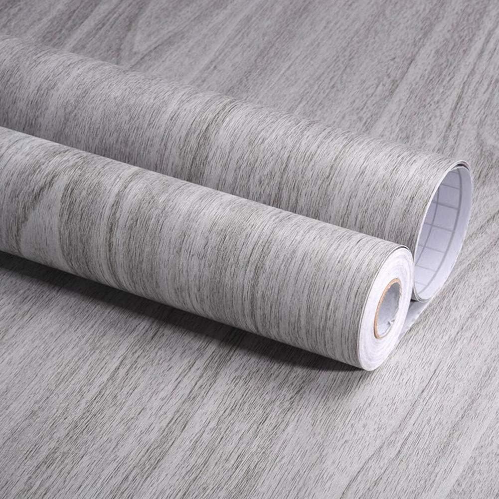 EmoyiGrey Faux Wood Wallpaper Removable Wallcoverings Peel and Stick Sticker for Cabinet Kitchen Home Decor 17.7''x78.7''