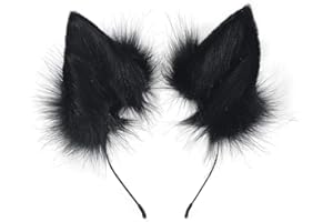 QinRuan Fox Cat Long Fur Ears Hair Headwear Wolf Animal Anime Halloween Cosplay Costume