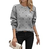 KOLAOYEP Sweaters for Women Polka Dot Sweater, Crewneck Long Sleeve Tops Fall Winter Casual Knitted Pullover