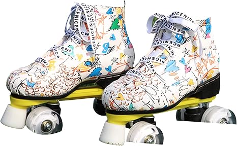 Amazon Co Jp 四輪ローラースケート女の子と大人のためのかわいいローラースケート クラシックローラースケートリンクとリズミカルスケート のための芸術的なローラースケート White Ordinary Wheel Eu35 ホーム キッチン