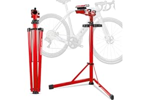 Keoslpy Upgraded Bike Repair Stand Max 176 lbs, Heavy Duty Bicycle Repair Stand, Portable Aluminum E Bike Stand Manintenance Workstand for Any Bike, Heavy E-Bike, Mountain Bike and Road Bike, Red