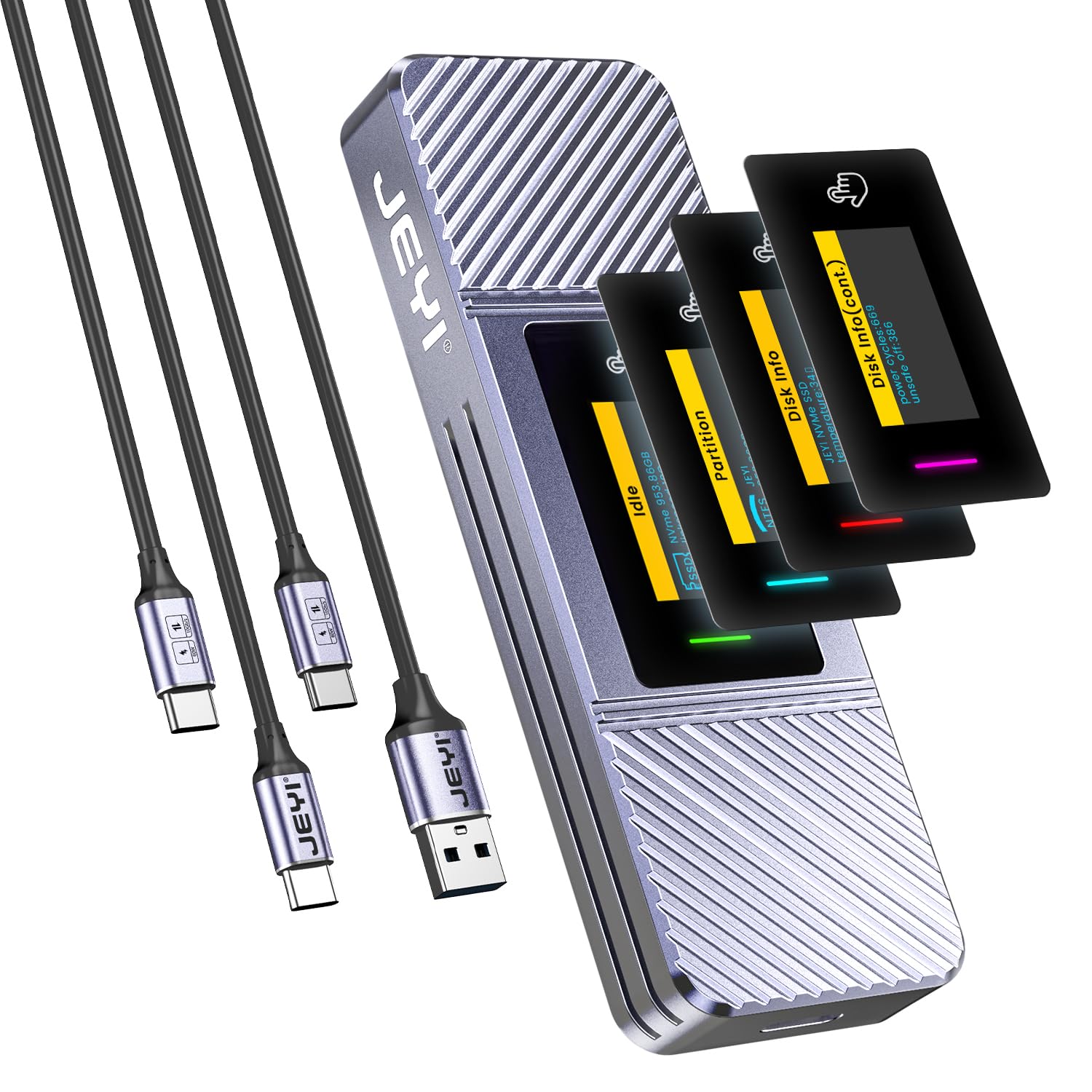 Mua JEYI Visual Smart M.2 Enclosure with Touchscreen and RGB, USB 3.2 ...