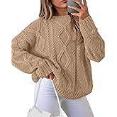 BTFBM Casual Women Long Sleeve Sweater 2026 Fall Ribbed Knit Pullover Loose Crewneck Cable Sweater Jumper Tops