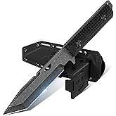 Dragon Creek Tactical Knife Kydex - Outdoor Survival Knife with Sheath D2 Steel Blade G10 Full Tang Handle for Camping Hiking Christmas Thanksgiving Gift Men Black