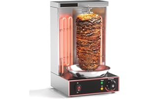 Electric Vertical Broiler - Shawarma Machine Kebab Grill Gyro Rotisserie Oven for Home Cooking, Commercial Use, Stainless Ste