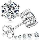 KRKC&CO Moissanite Earrings for Men, Gift for Him, Gold/Black/White Earrings Studs, S925 Sterling Silver Hypoallergenic, Dazzling, 4-Prong, 1.2-3.0CT, D Color, VVS1