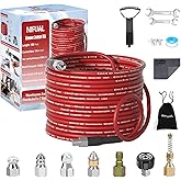 NIFUAL Sewer Jetter Kit for Pressure Washer,100FT 5800PSI Pressure Drain Cleaner 1/4 Inch NPT Corner Rotating and Button Hose Sewer Jetting Nozzle for Homeowners & DIYers