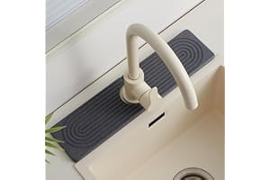 FATILIN Stone Faucet Mat for Kitchen Sink，Super Absorbent Diatomite Fast Drying Stone and Bathroom Stone Tray for Counter Quick Drying Splash Guard,Prevents Moisture Buildup Sink(Dark Grey,15.8" x 3.9")