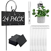 Plant Labels,24 Pcs Acrylic Plant Tags Stakes with Pen,Plant Markers,Weatherproof Garden Markers,Reusable Planting Gardening Labels,for Outdoor Garden Potted Plants,Seed,Flowers, Fruit and Vegetable