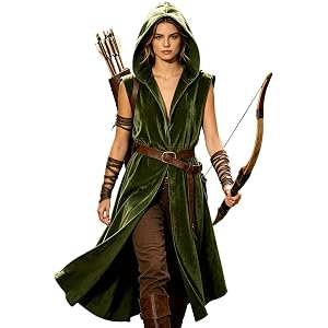 WLZGHZY Medieval Hooded Sleeveless Surcoat Women Viking Cape Assassin Cloak | This Renaissance cape is comfortable and breath