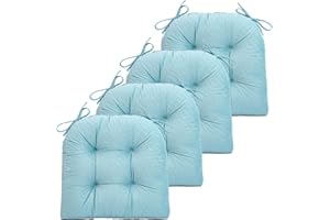 FABRICASTLE Chair Cushions Pads Non-skid Comfortable 17" x 16" Seat Cushion Cover Set of 4 for Indoor Kitchen Dining Room Office Chairs (Aqua, 4 counts (pack of 1))