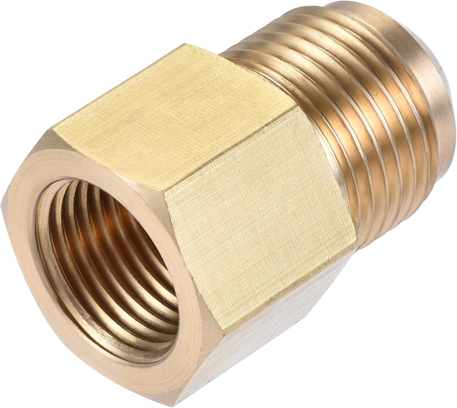 sourcing map Brass Pipe Fitting, 1/2 SAE Flare Male 3/8 SAE Female Thread, Tubing Adapter Connector, for Air Conditioner Refrigeration - Image 5