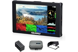 FEELWORLD F7 Plus 7 Inch 1200nit DSLR Camera Field Monitor with F750 4400mAh Battery and Bag High Brightness Touchscreen 3D Lut HDR Waveform F970 Install and Power Kit 4K 60Hz HDMI in Out