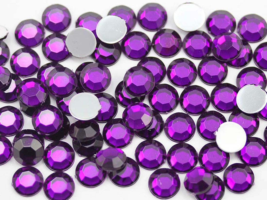 Allstarco 1000PCS 6mm SS30 Purple Amethyst .NAT02 Acrylic Flat Back Rhinestones for Jewelry Making and Face Painting Card Making Embelishments Plastic Crafts Gems — image 1