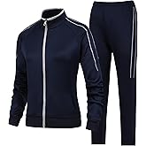 EXSDOWEE Women's 2 Pieces Athletic Tracksuit Full-Zip Workout Sweatsuit with Active Jackets and Pants