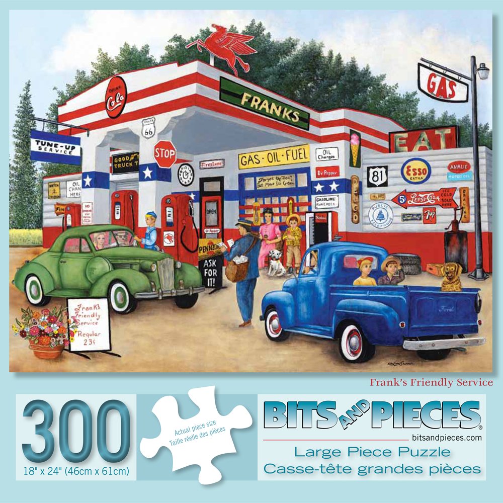 Bits and Pieces - 300 Piece Jigsaw Puzzle for Adults - Frank's Friendly Service - 300 pc Americana Summer Jigsaw by Artist Kay Lamb Shannon