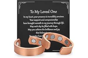 MagEnergy 2PCS Copper Rings for Men & Women, 99.9% Pure Copper Magnetic Adjustable Thumb Ring with Strong Magnet, Jewelry Gift with Present Box