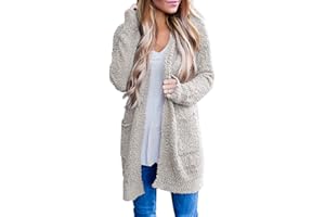 MEROKEETY Women's Long Sleeve Soft Chunky Knit Sweater Open Front Cardigans Outwear Coat