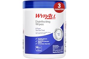 WypAll Disinfecting Wipes (54481), with Hydrogen Peroxide Disinfectant Cleaner for Commercial, Industrial & Healthcare, 5.75 x 7 inch Sheets, Fresh Scent (3 Canisters of 185 Sheets)