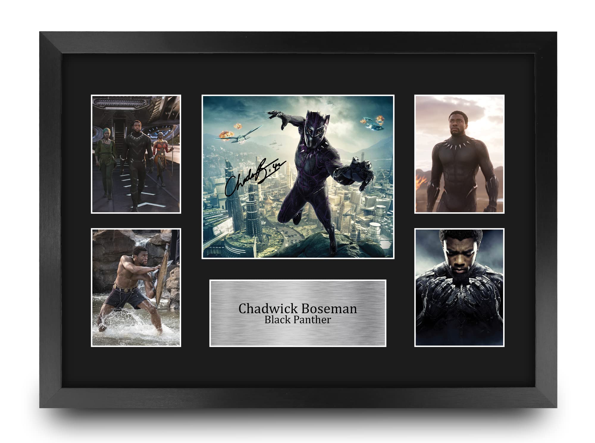 HWC Trading FR A3 Chadwick Boseman Black Panther T'Challa Gifts Printed Signed Autograph Picture for Movie Memorabilia Fans - A3 Framed