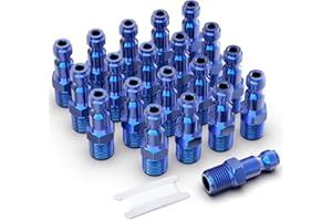 GASHER 20PCS Aluminum 1/4-Inch NPT Male Blue Industrial Air Plug, Pneumatic Plugs (T-Style)