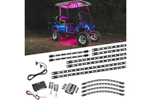 LEDGlow 12pc Million Color LED 4-Seater Golf Cart Underglow Neon Kit with Canopy, Wheel Well & Interior Lights Fits EZGO, Yamaha, Club Car, ICON, Evolution, Tomblerin, Star EV - for 12-Volt Battery