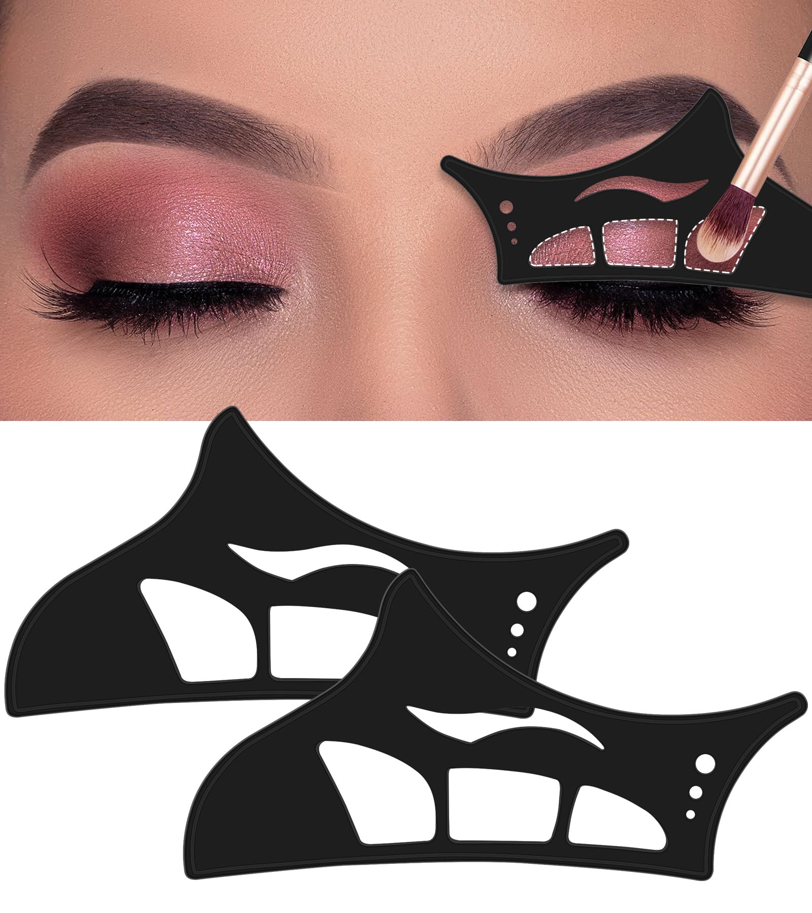 Photo 1 of 2PCS Reusable Eyeshadow Stencil Tool for Eyes, Cat Eyeliner Stencil Guide Eyeshadow Shield Eyeliner Wing Eyeshadow Makeup Hooded Eye Patches Auxiliary Tool,Black