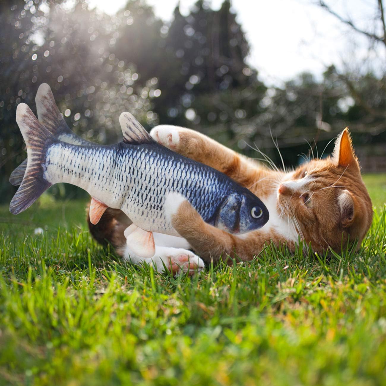 Malier 2 Pack Electric Fish Cat Toy, Realistic Plush Moving Wagging Fish Cat Toys Simulation Interactive Cat Kitten Toys for Indoor Cats Pets Kitten, Perfect for Biting, Chew and Kick (Blue + Red) : Pet Supplies
