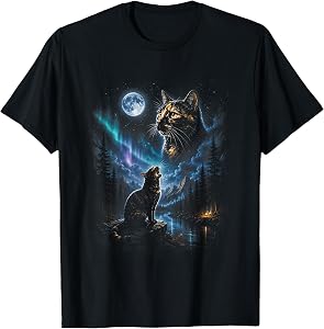 Tortoiseshell Cat Howling at Moon Vintage Cat Halloween T-Shirt