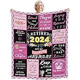Retirement Gift for Her 2024, Retirement Blanket for Women, Cool Retirement Gifts for Retirees Teachers Nurses Mom Grandma Boss, Goodbye Farewell Gifts for Coworkers, Retired Party Decor 50"x 60"