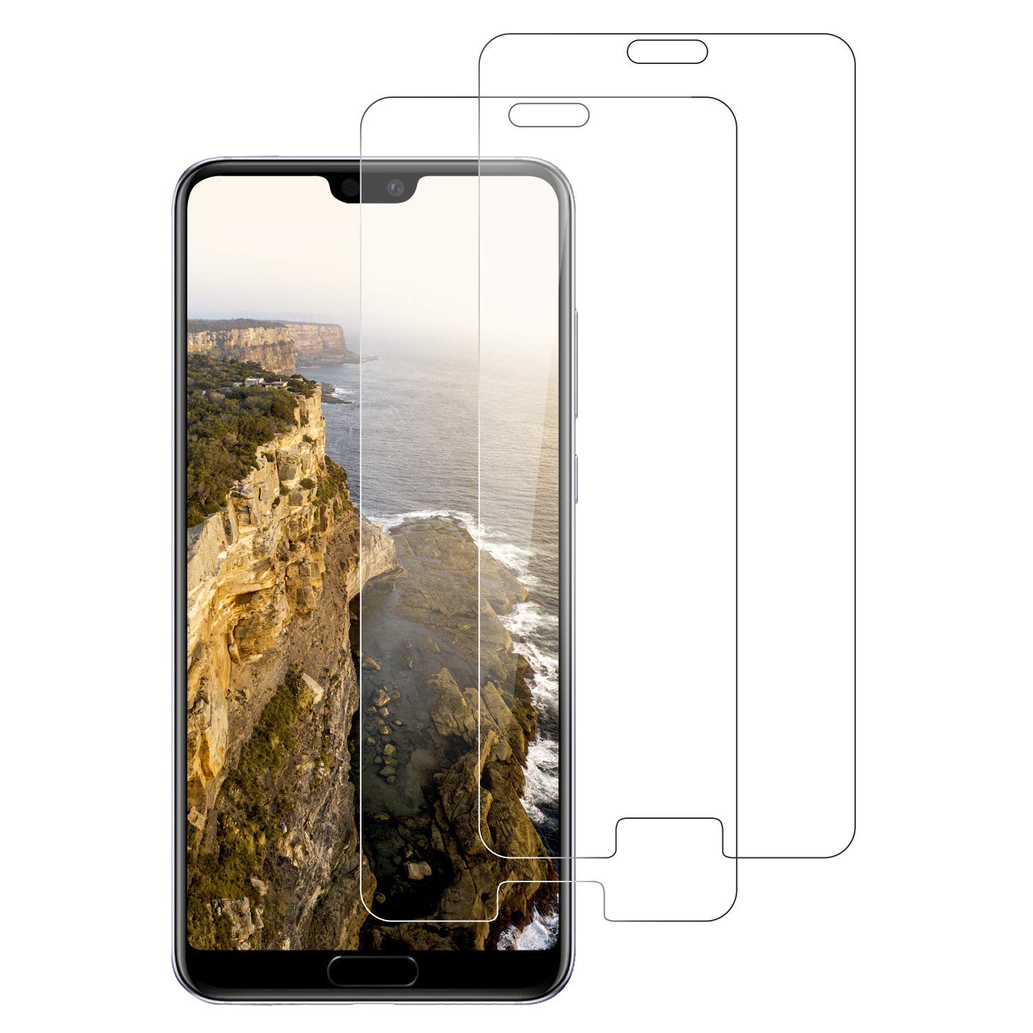 Tempered Glass Screen Protector for Huawei P20, [2 PACK] Easy Bubble-Free Installation HD Ultra Clear shatterproof 9H Hardness and Anti Fingerprint Oleo-phobic Coating (Huawei P20, Screen Protector)