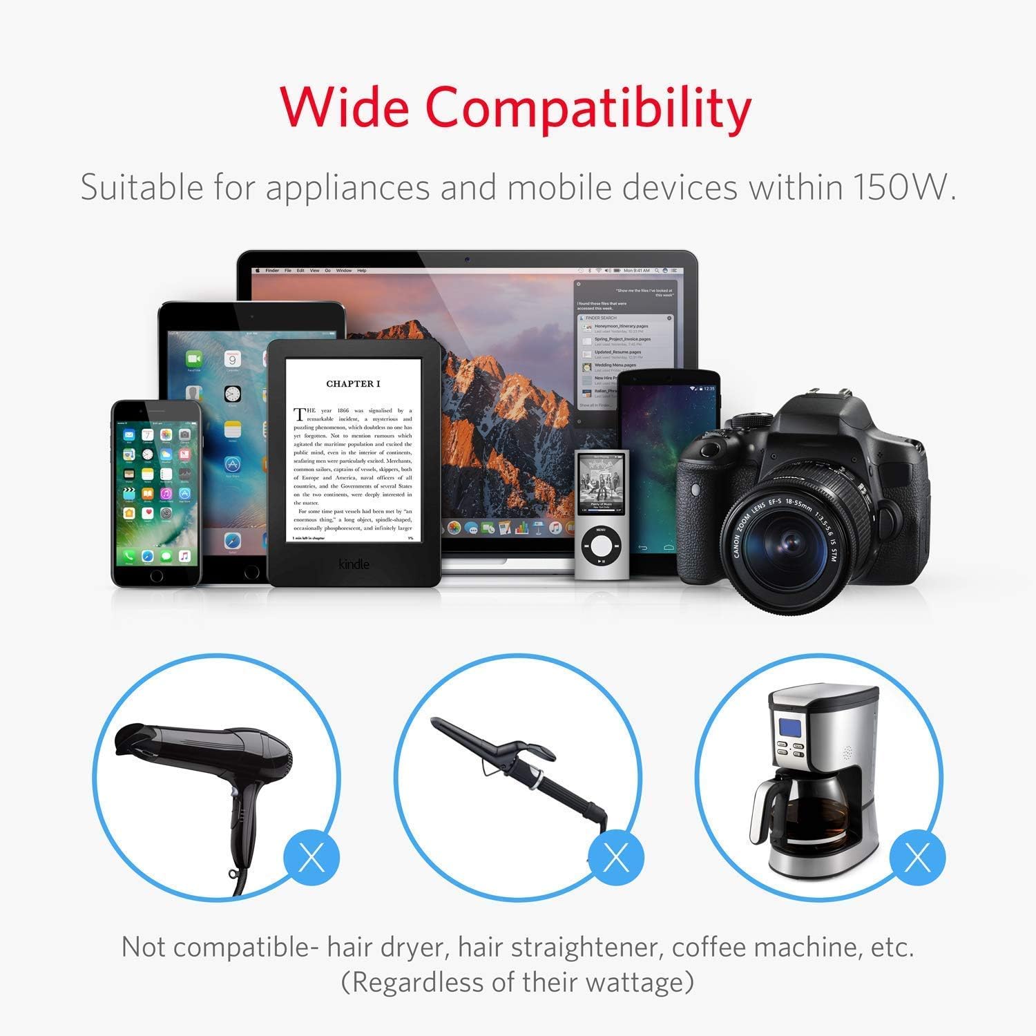 BESTEK 150W Power Inverter DC 12V to 110V AC Converter 4.2A Dual USB Car Adapter, Thinner Design with ETL Listed, Grey/Black: Electronics