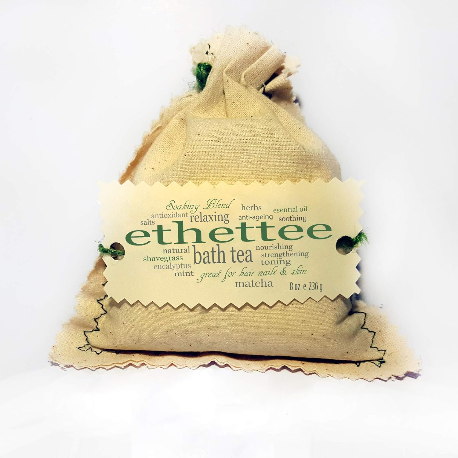 Ethettee by Imagnt Studio Herbal Bath Tea Bags for Energizing Morning Daytime Bathtub Hot Tub. Natural Herbs Matcha Eucalyptus, Mint, Essential Oil, Salts, Clay. Each Bag 8oz (1 Bag - 8 oz): Health & Personal Care