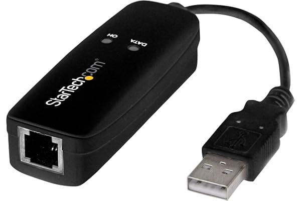 StarTech USB 2.0 Fax Modem, 56K V.92, Computer/Laptop, TAA (USB56KEMH2) | 56K External Hardware Dial Up V.92 Modem/ Dongle/Adapter, USB to Telephone Jack, USB Data Modem, Network Fax/CMR/POS