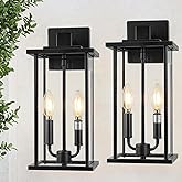 SIAFAVOI 2-Pack Large Outdoor Wall Light, 16" Exterior Lighting Fixtures Wall Mount, 2-Light Waterproof Wall Sconce, Modern B