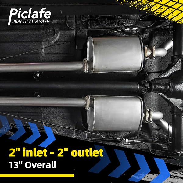 PICLAFE UNIVERSAL MUFFLERS SINGLE CHAMBER 3″ INLET 3″ OUTLET 17.3″ OVERALL LENGTH, ALUMINIZED STEEL PERFORMANCE MUFFLER FOR CARS, TRUCKS