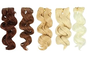 PATIKIL 15cm Doll Hair Wefts, 5Pcs Soft Synthetic Wave Hair Doll Wigs Doll Hair Extensions Accessories for Doll Making DIY Cr