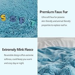 GONAAP Fuzzy Faux Fur Throw Blanket Sky Blue Super