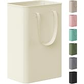 Lifewit Slim Collapsible Laundry Basket with Handles, 50L, Beige | Narrow Laundry Hamper for Dirty Clothes, Tall Thin Laundry Bin, Small Clothes Hamper for Bathroom, Bedroom, RV, Dorm