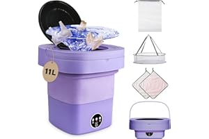 ANBANGLIN Mini Washing Machine,11L Portable Washing Machine,Foldable Washing Machine with Spin,Washer and Dryer Combo,Small Washer With 3 Modes Deep Cleaning for Apartments, Camping, Travel,RV,Purple