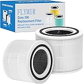 Core 300 Air Purifier Replacement Filter for LEVOIT Core 300 Air Purifier | 2 Pack White 3-in-1 H13 Grate True HEPA Activated Carbon Filter Compatible with Core 300S, Core P350, VortexAir