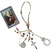 St Benedict Medals with Rosary Ring for Door with Prayer Cards,Finger Rosary Crucifix Catholic Gift Set for New Home Door Hanger Decor,Medalla De San Benito Pocket Rosary,Escapularios Catolicos